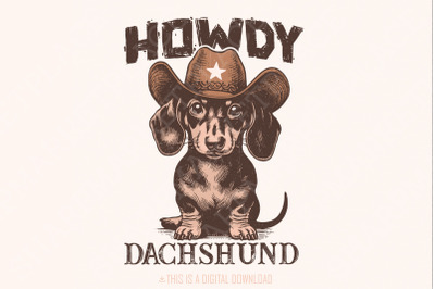 Howdy Dachshund Png, Western Dachshund Lover, Dachshund Cowboy, Dog Lo