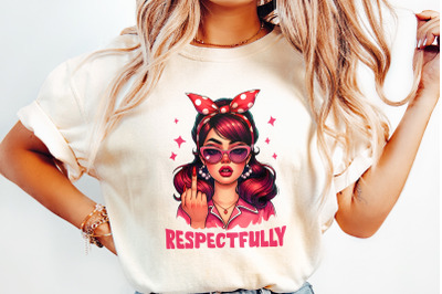 Respectfully PNG, Middle Finger PNG, Retro Sassy png, Trendy PNG, Funn