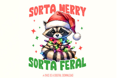 Sorta Santa Sorta Feral PNG, Christmas png, Christmas shirt png, Santa