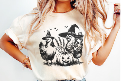 Spooky Chickens Halloween PNG, Fall PNG, Autumn Clipart, Sublimation D