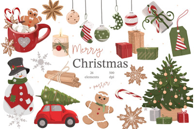 Christmas Clipart PNG, Winter Holidays, Christmas digital art