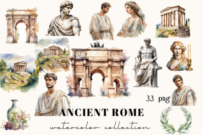 Ancient Rome Watercolor Clipart, Roman Empire