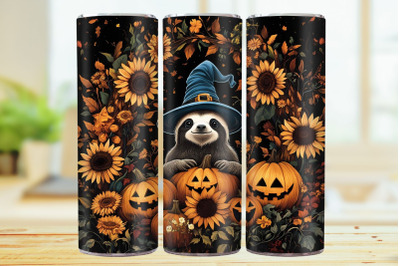 Witch Sloth 20oz Skinny Tumbler Sublimation Design.