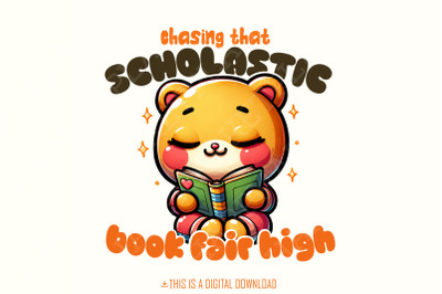 Chasing that Scholastic Book Fair High PNG&2C; Book Lover Sublimation&2C; Tr