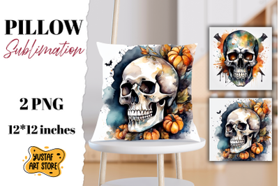 Halloween pillow sublimation. Skull design 2 PNG