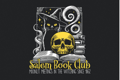 Salem Book Club PNG, Spooky Season, Retro Halloween Tee, Bookish Hallo