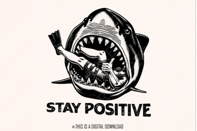 Stay Positive PNG, Funny Vintage PNG, Digital Download, Positive Vibes