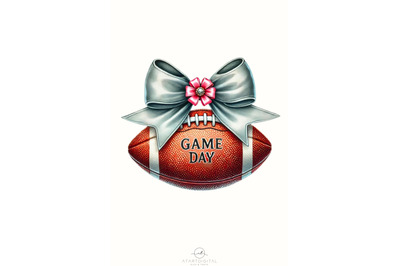 Game Day, Football PNG, Season Design, Coquette Football Bow, Football