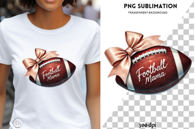 Football Mama PNG &amp; Coquette Bow, Preppy Football Shirt Design, Instan