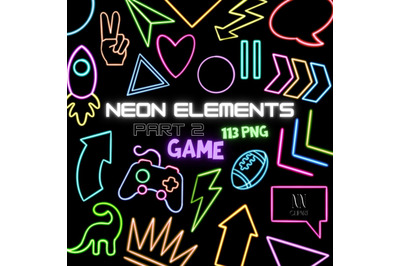 Neon Video Game Clipart Bundle&2C; Retro Games Play Digital Download