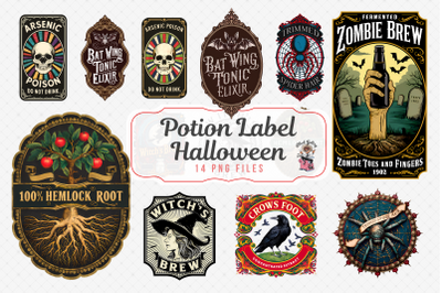 Halloween Potion Label PNG Bundle