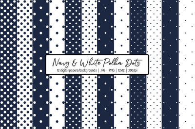 Navy and White Polka Dots