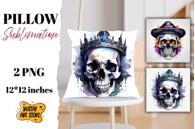 Halloween pillow sublimation. Skull design 2 PNG