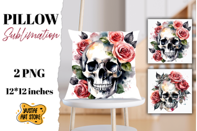 Halloween pillow sublimation. Skull design 2 PNG