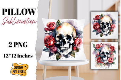 Halloween pillow sublimation. Skull design 2 PNG