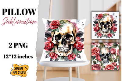 Halloween pillow sublimation. Skull design 2 PNG