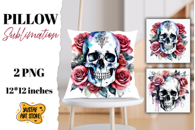 Halloween pillow sublimation. Skull design 2 PNG