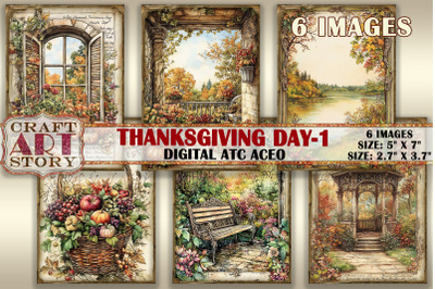 Vintage Thanksgiving day-1 picture collage atc BONUS