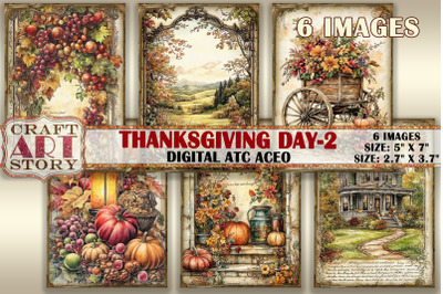 Vintage Thanksgiving day-2 picture collage atc BONUS