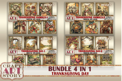 Bundle Thanksgiving day picture collage cards atc BONUS