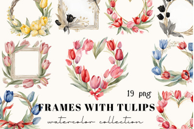 Watercolor Frames with Tulips