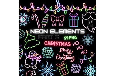 Neon Christmas Clipart Bundle - Snowman&2C; Santa&2C; Trees&2C; Toys&2C; Garlands