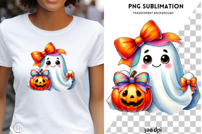 Coquette Ghost &amp; Pumpkin Spice PNG, Autumn Shirt Design, Vintage Hallo