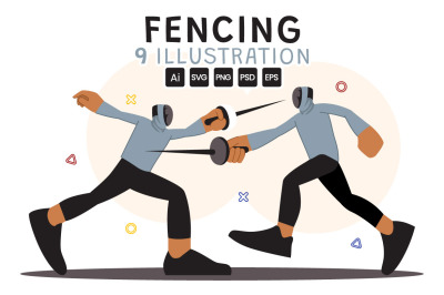 9 Fencing Player Sport Illustration