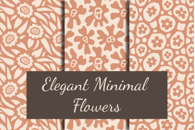 Elegant Minimal Flowers Seamless Patterns