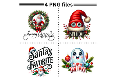 Festive Christmas Quotes Bundle, Cute PNG Designs, Holiday Sublimation