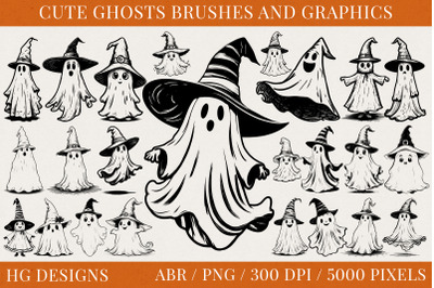 Cute Ghosts Photoshop Brushes and Pngs