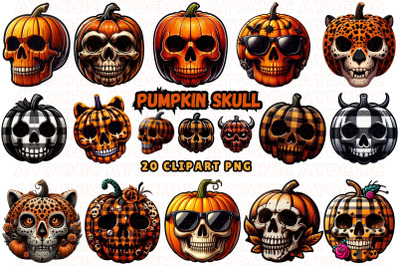 Pumpkin Skull Halloween Clipart Bundle