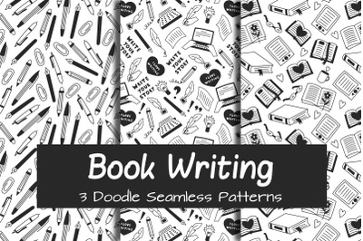 Book Writing Doodle Seamless Patterns