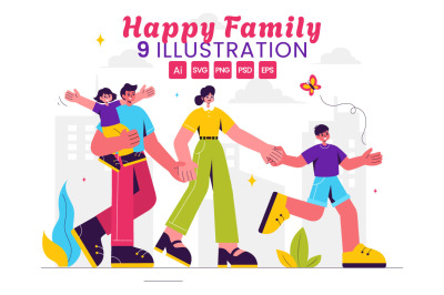 9 Happy Family Illustration