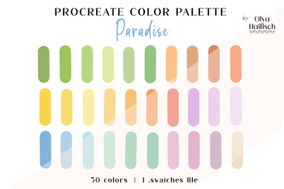 Soft Bright Procreate Color Palette. Cute Procreate Swatches