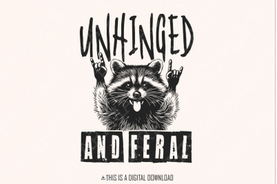 Unhinged And Feral Png, Funny Raccoon Png, Rock&#039;n Feral Racoon, Vintag