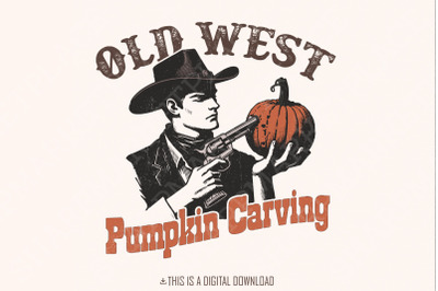 Old West Pumpkin Carving Digital Download, Western PNG Designs, Trendy