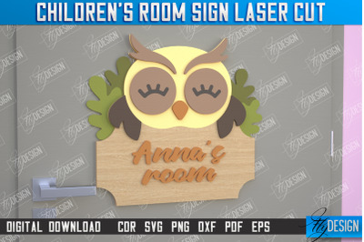 Children&#039;s Room Sign | Door Sign | Owl Design | CNC File