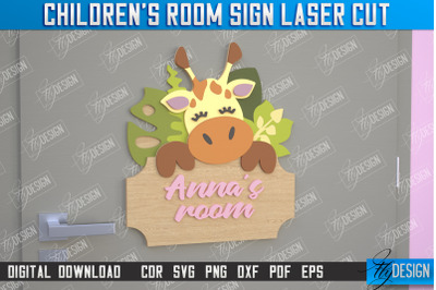 Children&#039;s Room Sign | Door Sign | Giraffe Design | CNC File