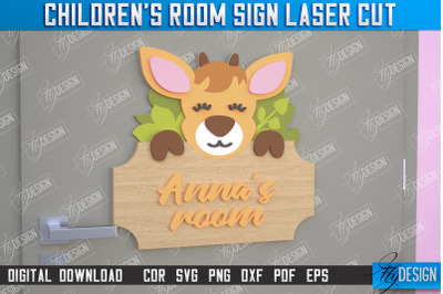 Children&#039;s Room Sign | Door Sign | Deer Design | CNC File