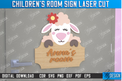 Children&#039;s Room Sign | Door Sign | Sheep Design | CNC File