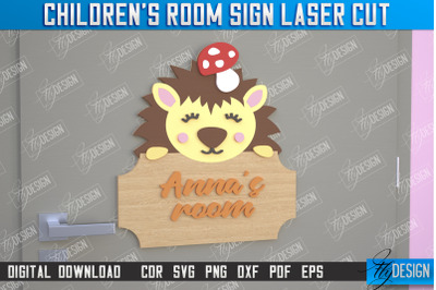 Children&#039;s Room Sign | Door Sign | Hedgehog Design |CNC File