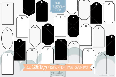 Gift Tags| Labels Black And White | Outline | Punch Hole