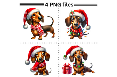 Dachshund Christmas Png, Cute Pet Sublimation Graphics for Tshirts, Ch