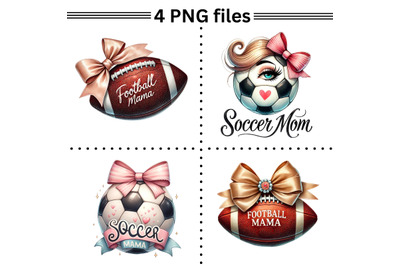 Sporty Mom Bundle, Retro Soccer Designs, Digital Download PNG, Coquett