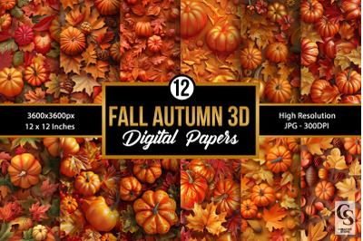 Fall Autumn 3D Seamless Patterns