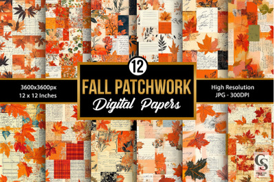 Fall Floral Patchwork Seamless Patterns