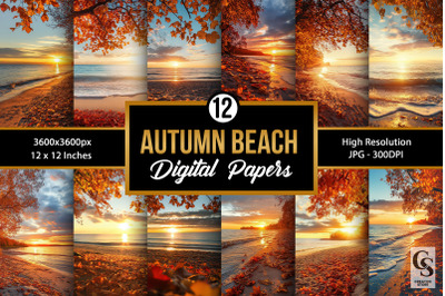 Fall Beach Morning Digital Papers