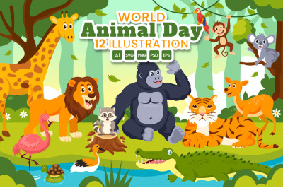 12 World Animal Day Illustration