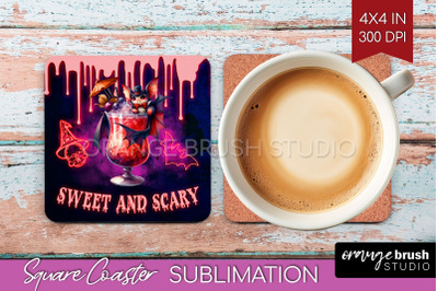 Neon Halloween Square Coaster - Cocktail Coaster Sublimation